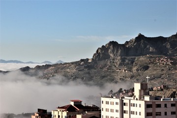 At 3600 meters, a cloudy sky can hide a whole city. La Paz, Bolivia. 