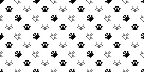 dog paw seamless pattern cat footprint french bulldog vector cartoon icon doodle repeat wallpaper scarf isolated tile background illustration design