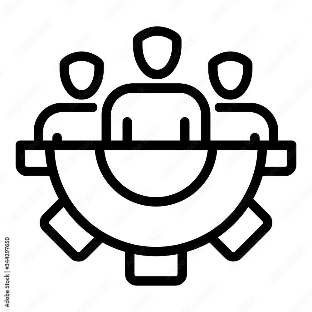 Poster gear working teamwork icon. outline gear working teamwork vector icon for web design isolated on whi