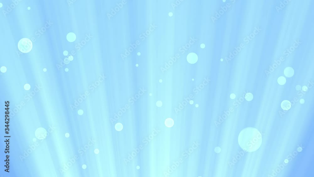 Poster abstract motion bubble particles with light shines in cyan animated background. beautiful shiny boke