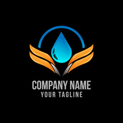 Modern abstract wing and drop water logo, Water Drop Nature Wing Fly Abstract Logo