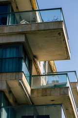 View of the facade of a building in the streets of Tel Aviv Israel