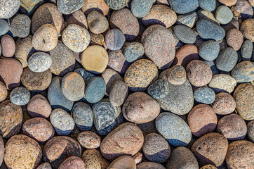 Sea stones of different shapes and colors