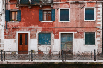 Typical Venice architecture facade worn out by time