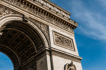 Close up of Arc de Triumph of Paris in daylight