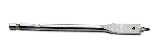 Drill bit for wood isolated on a white background. Spade drill
