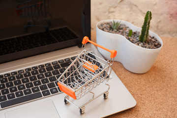 Online purchases under quarantine. Ordering goods via the Internet, home delivery, self-isolation.