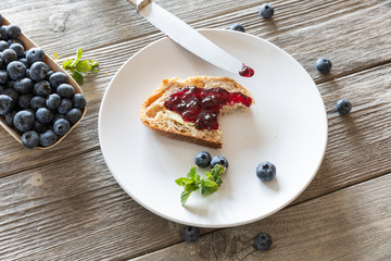 bitten jam bread