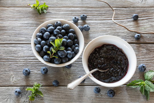 blueberries and blueberry jam