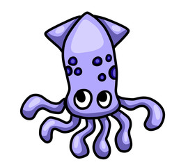Adorable Stylized Blue Squid