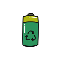recycle battery doodle icon, vector illustration