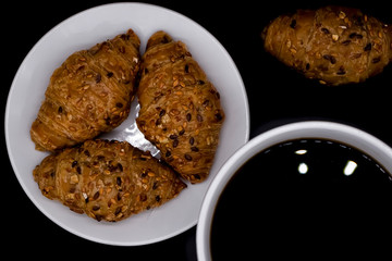 Dark food photography croissant