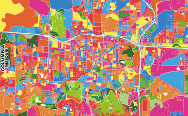 Columbia, Missouri, USA, colorful vector map