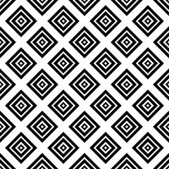 Wall murals Rhombuses Black squares and rhombuses isolated on white background. Monochrome seamless pattern. Vector graphic illustration. Texture.