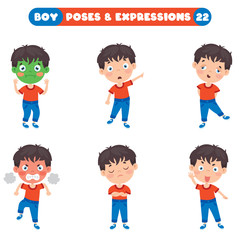 Poses And Expressions Of A Funny Boy