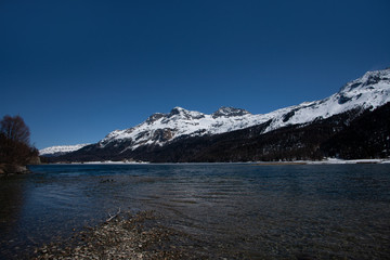 Silvaplana lake in Engadine in Switzerland.