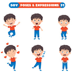 Poses And Expressions Of A Funny Boy