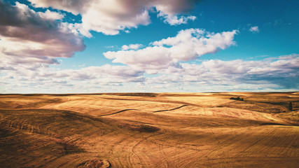 Clouds over Grass Desert Western Washington State (Aerial Drone Photo)
