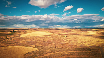 Clouds over Grass Desert Western Washington State (Aerial Drone Photo)