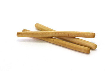 Bread sticks. Baking with olive oil. Natural homemade product. White background.