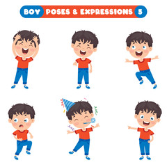 Poses And Expressions Of A Funny Boy