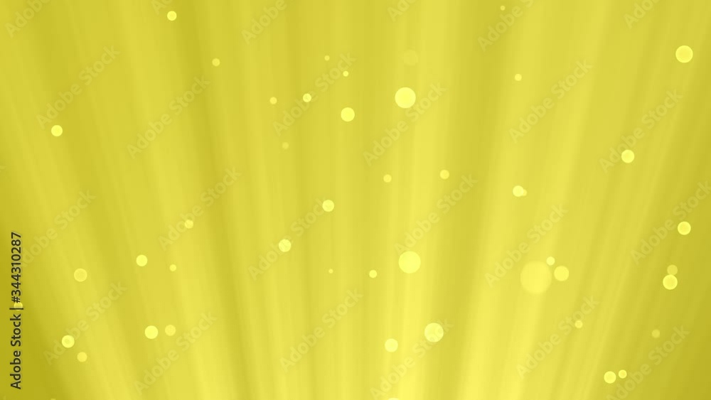 Poster abstract motion bubble particles with light shines in yellow animated background. beautiful shiny bo