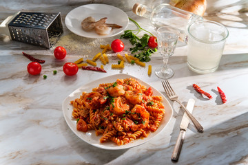 Fusilli Vodka Sauce Shrimp