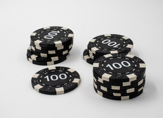 poker chips on white background
