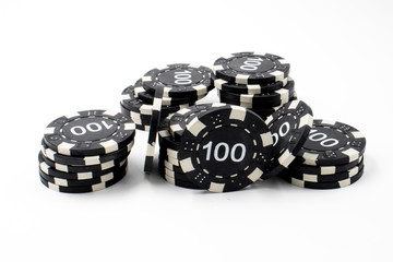 poker chips on white background
