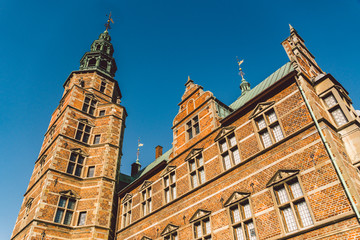 The Rosenborg Castle in Copenhagen, Denmark on winter sunny day. Dutch Renaissance style. Rosenborg is the former residence of Danish kings, built on the orders of King Christian IV