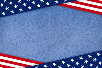 USA Patriotic background on denim jeans textile