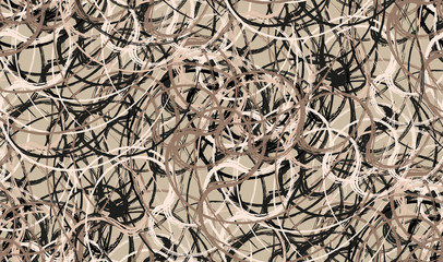 Fototapeta na wymiar Seamless abstract swirl brushes beige pattern