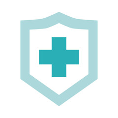 medical shield protection cross health care flat style icon