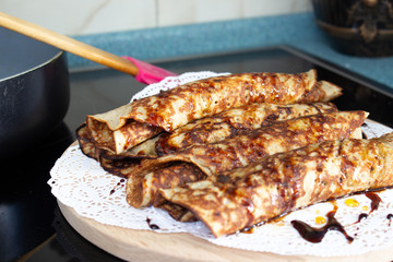 Banana pancakes in the kitchen
