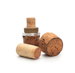 Old bottle cork on a white background