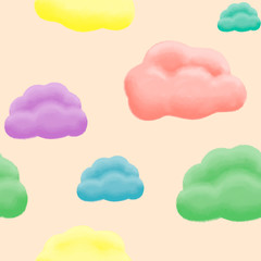 cute sweet multicolored clouds pink pattern 
