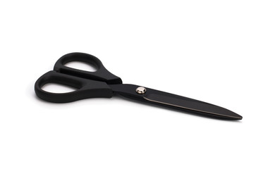 Black scissors on a white background