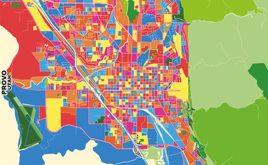 Provo, Utah, USA, colorful vector map
