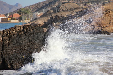 waves on the beach rocks Spain