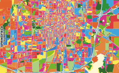 Springfield, Illinois, USA, colorful vector map