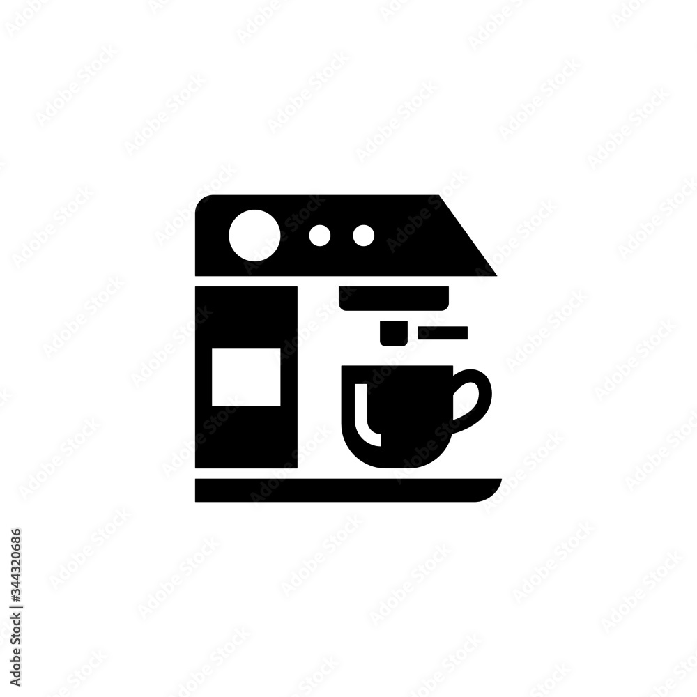 Poster espresso maker vector icon in black solid flat isolated on white background