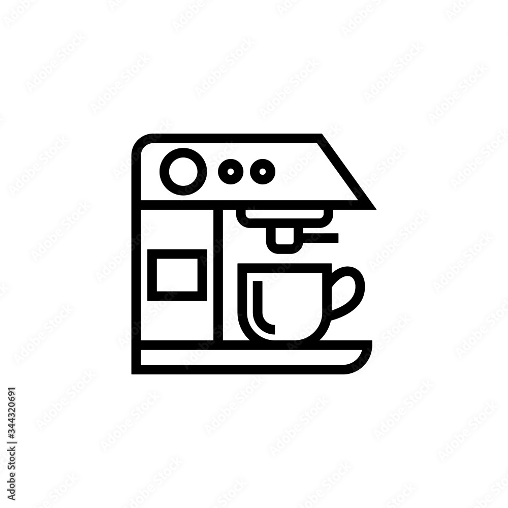 Poster espresso maker vector icon in lineout, linear style isolated on white background
