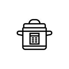 Pressure cooker vector icon in lineout, linear style isolated on white background