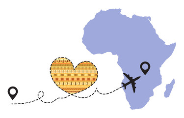 Travel to Africa by airplane concept. I love Africa vector illustration