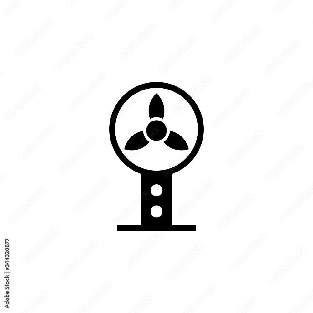 Poster Electric fan vector icon in black solid flat isolated on white background