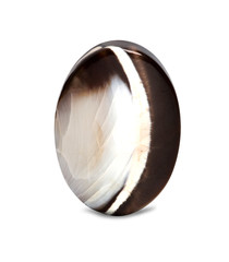 Brown mother of pearl on a white background. Natural beads for jewelry.