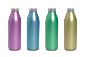 Plastic bottle on a white background for use in cosmetology. Packaging for cream, shampoo, lotion.