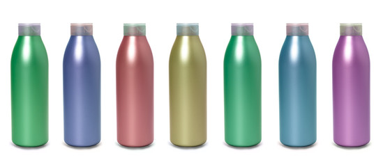 Plastic bottle on a white background for use in cosmetology. Packaging for cream, shampoo, lotion.