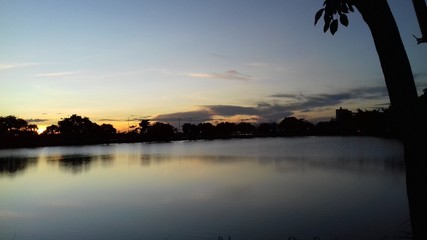 sunset over the lake
