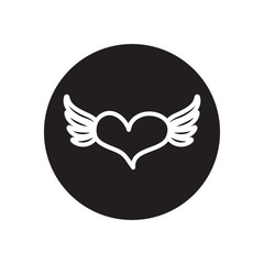 heart with cute wings icon, line block style